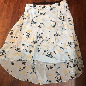 Blue Floral Print Skirt